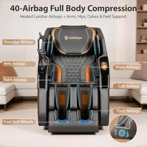 40-Airbag Full Body Compression with heated lumbar, arm, waist, calf and foot airbags